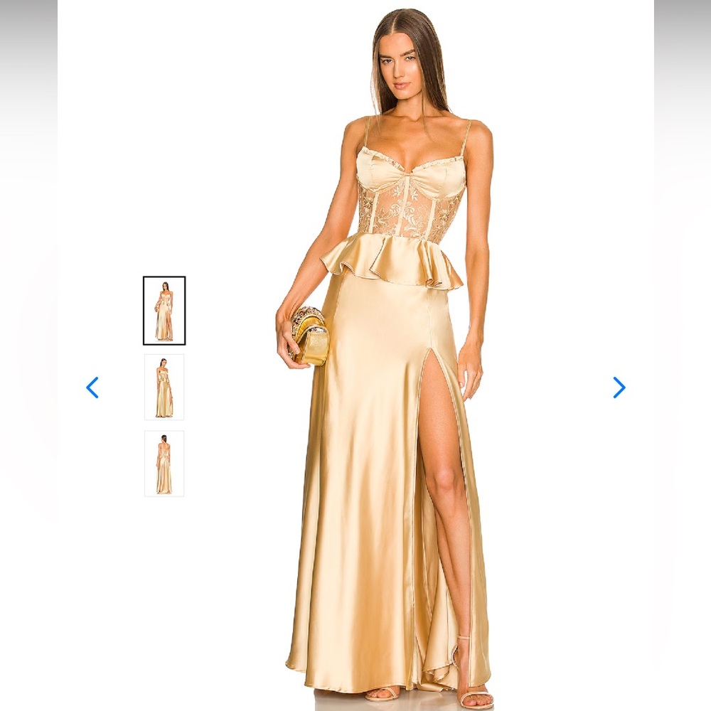 V. Chapman Dianthus Gold Strapless Dress